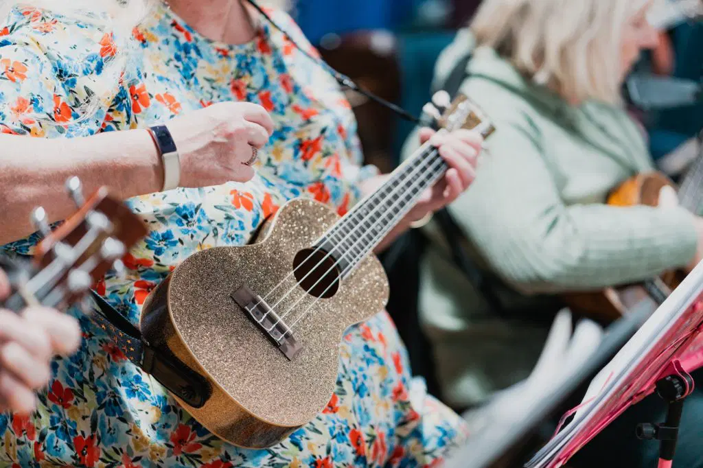 Social sharing card for £5 Friday ukulele sessions keep Stockton’s community players strumming together