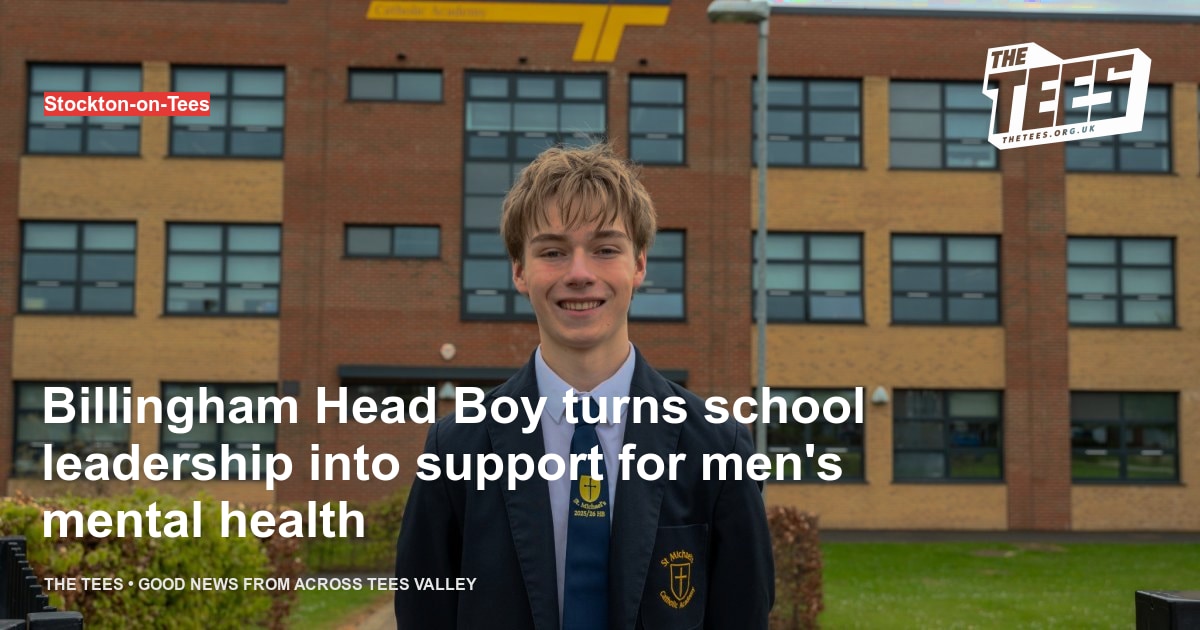Social sharing card for Billingham Head Boy turns school leadership into support for men's mental health