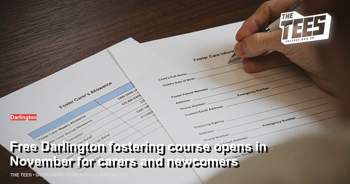 Social sharing card for Free Darlington fostering course opens in November for carers and newcomers