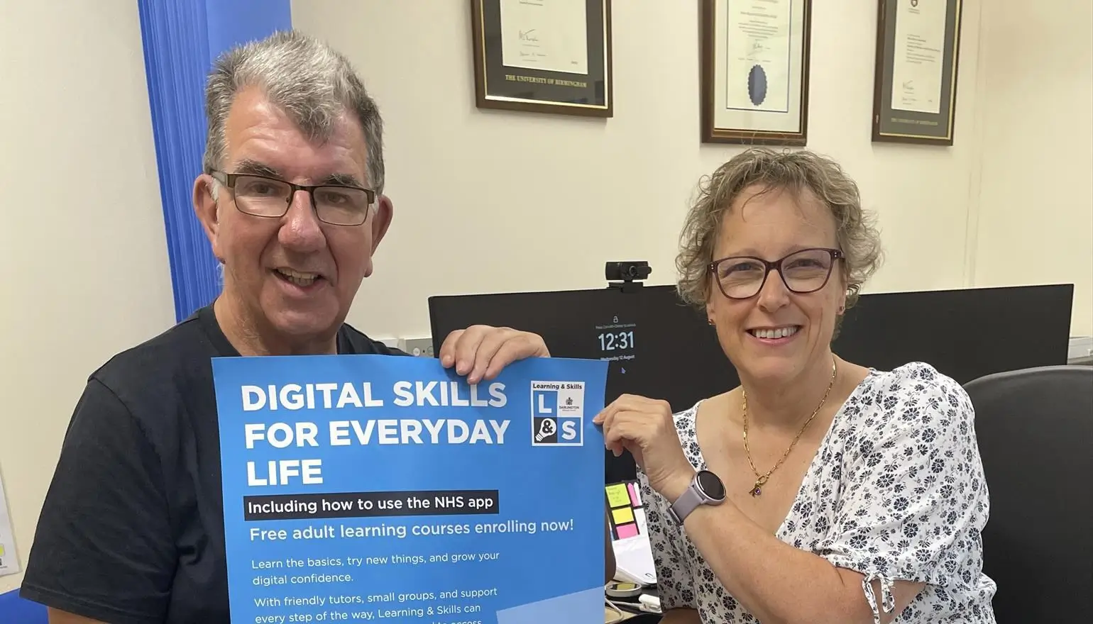 Social sharing card for Darlington GP partnership puts NHS App skills into free adult learning courses