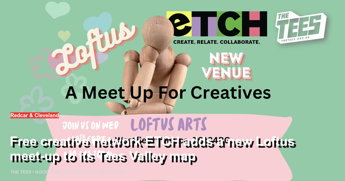 Social sharing card for Free creative network ETCH adds a new Loftus meet-up to its Tees Valley map