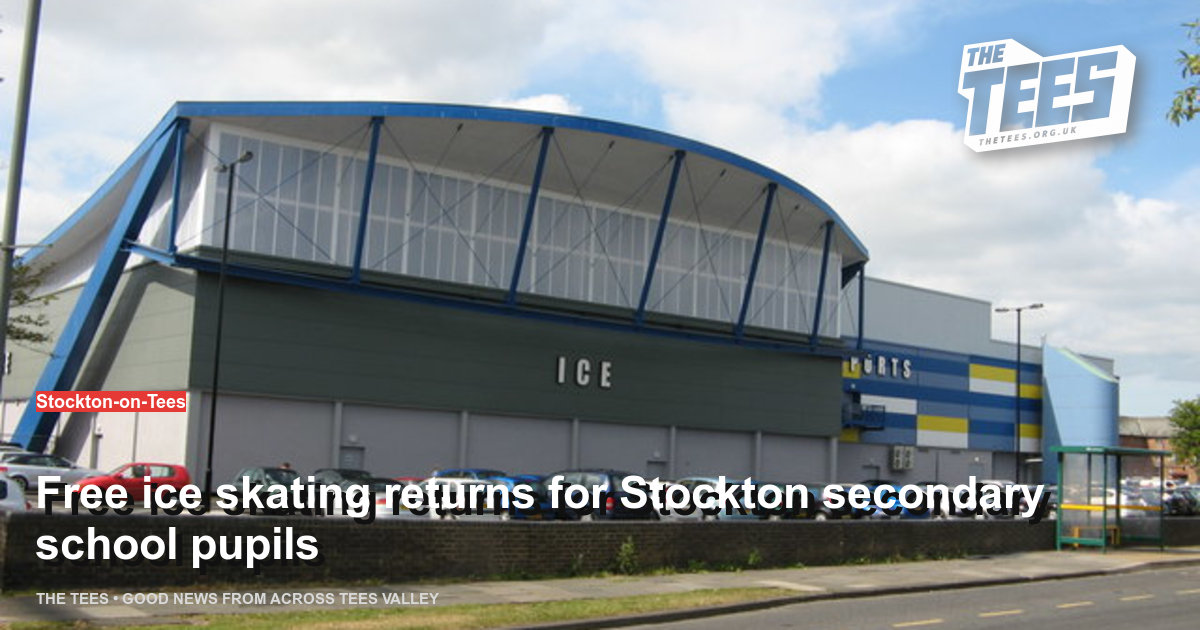 Social sharing card for Free ice skating returns for Stockton secondary school pupils