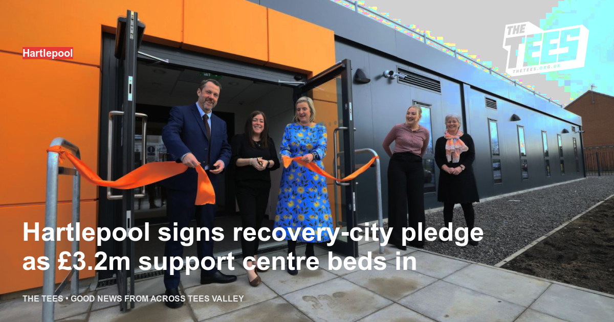 Social sharing card for Hartlepool signs recovery-city pledge as £3.2m support centre beds in