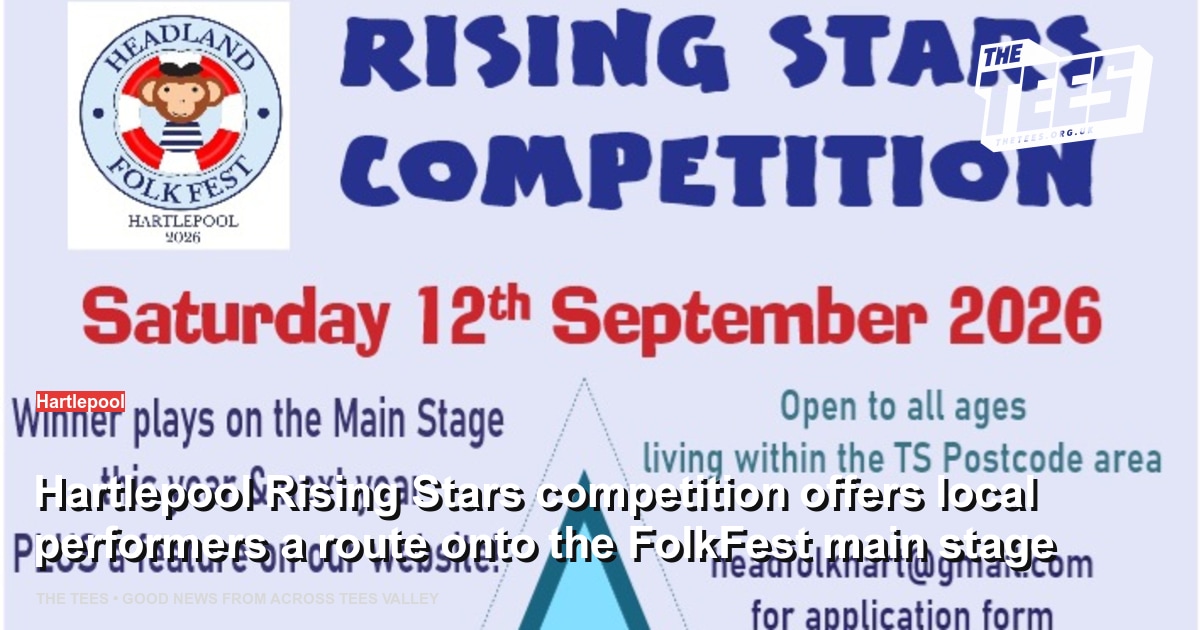 Social sharing card for Hartlepool Rising Stars competition offers local performers a route onto the FolkFest main stage