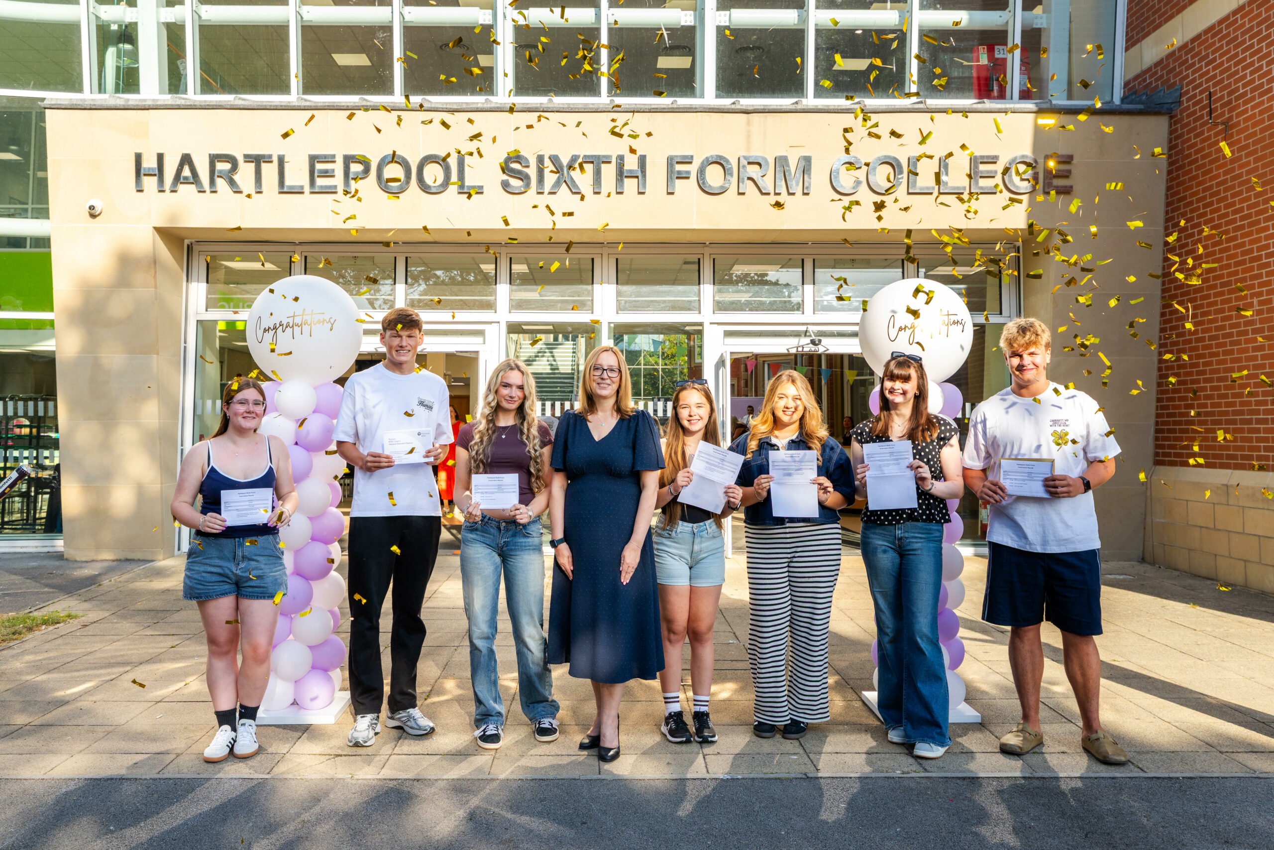 Social sharing card for Hartlepool Sixth Form students celebrate standout 2026 results
