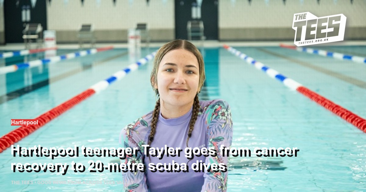 Social sharing card for Hartlepool teenager Tayler goes from cancer recovery to 20-metre scuba dives