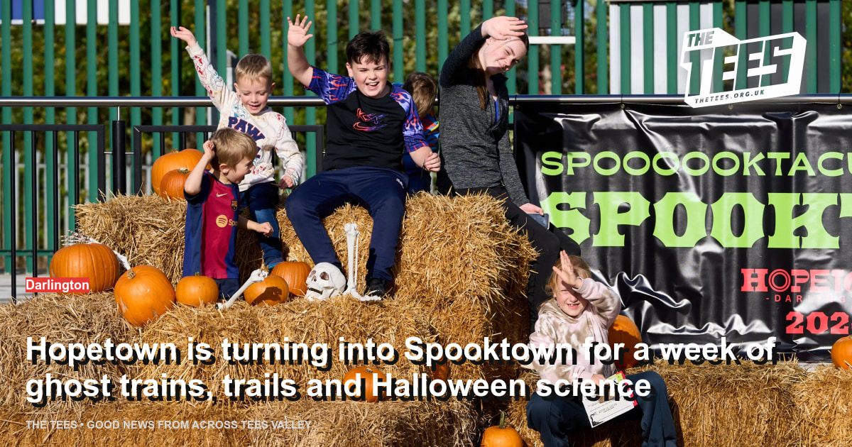 Social sharing card for Hopetown is turning into Spooktown for a week of ghost trains, trails and Halloween science