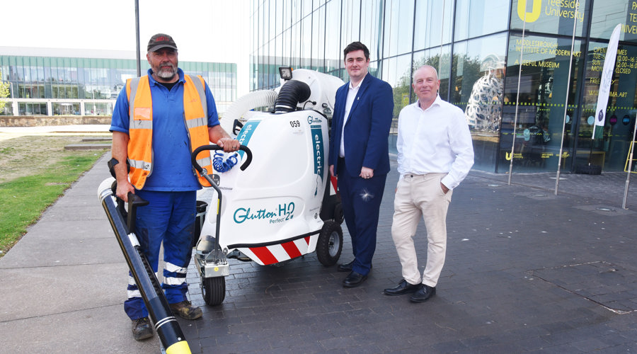 Social sharing card for Middlesbrough tests all-electric street cleaner in town-centre trial
