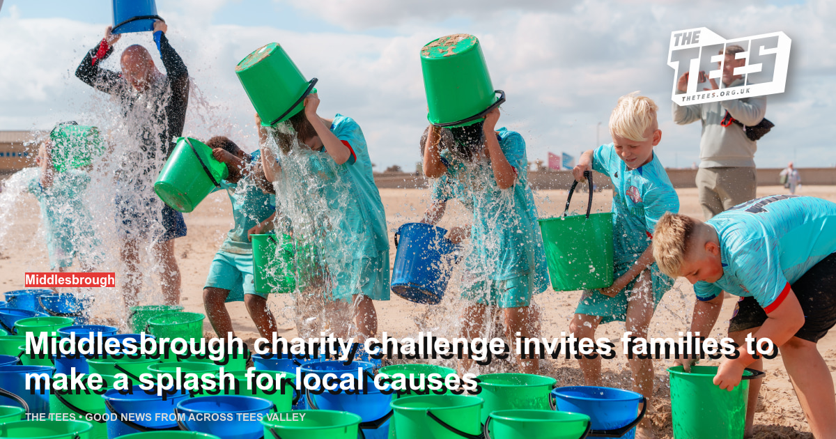 Social sharing card for Middlesbrough charity challenge invites families to make a splash for local causes