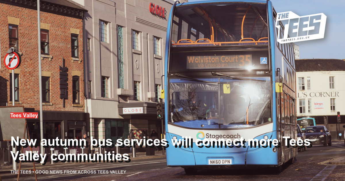 Social sharing card for New autumn bus services will connect more Tees Valley communities
