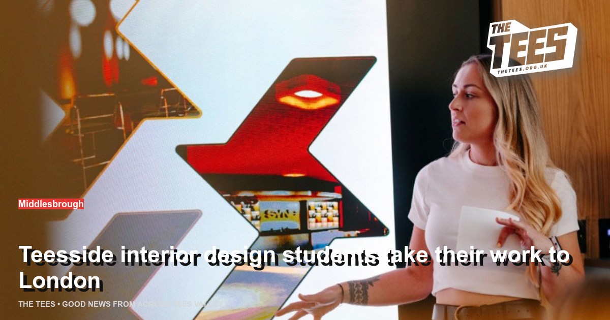 Social sharing card for Teesside interior design students take their work to London