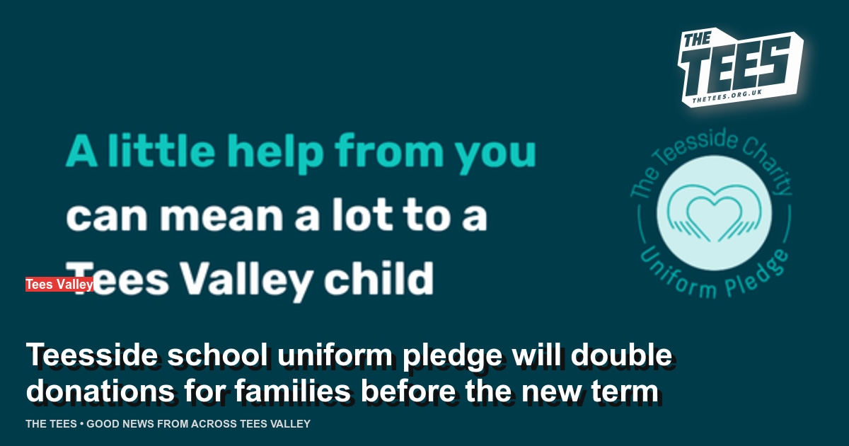 Social sharing card for Teesside school uniform pledge will double donations for families before the new term