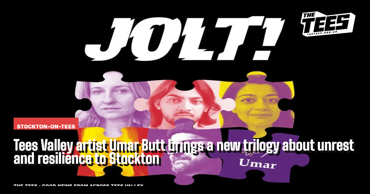 Social sharing card for Tees Valley artist Umar Butt brings a new trilogy about unrest and resilience to Stockton