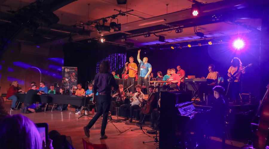 Community musicians taking part in a Musinc orchestra showcase in Middlesbrough