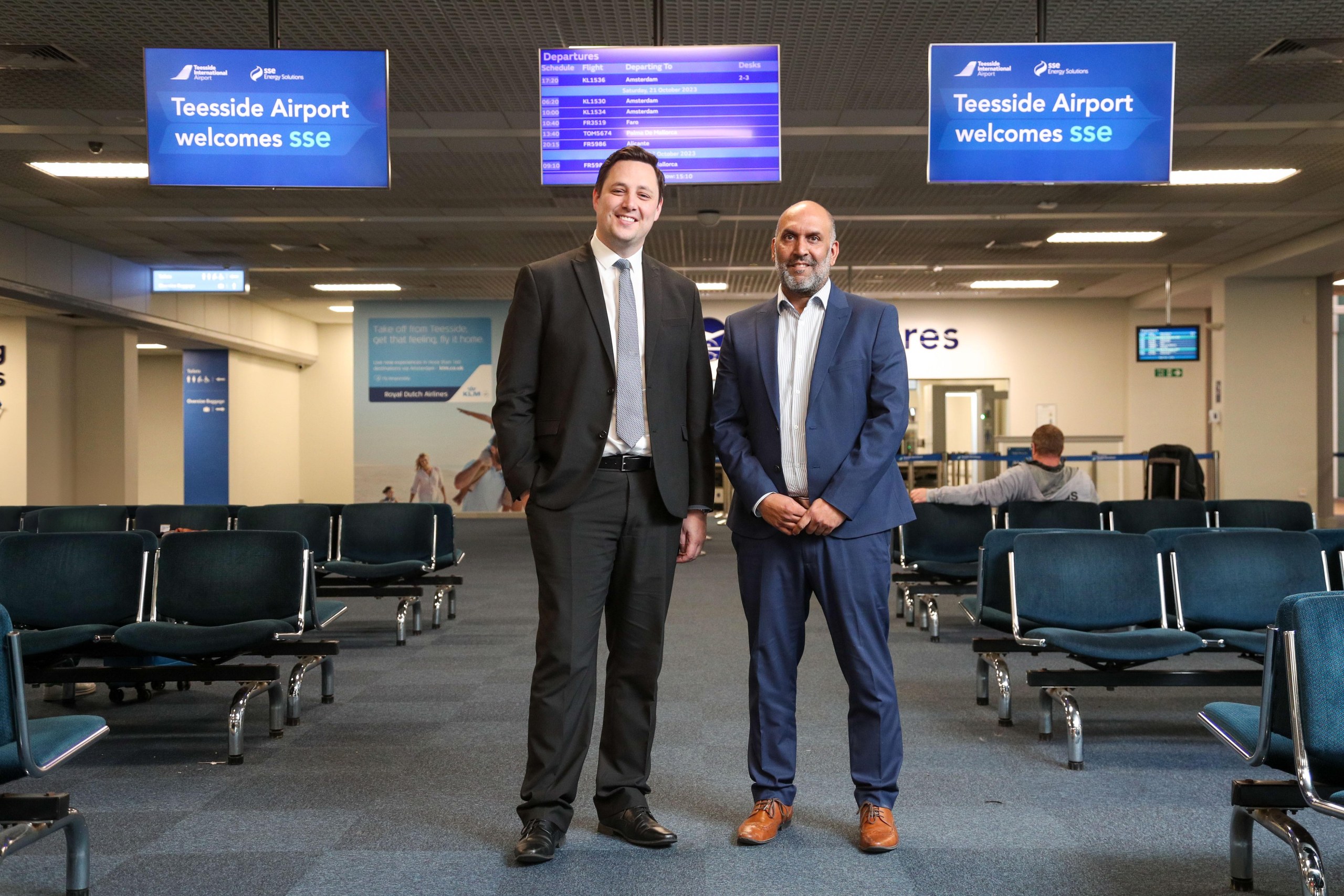 Representatives connected with the Teesside Airport solar power project